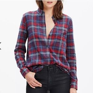 Madewell Flannel Ex Boyfriend Red|Blue Plaid Shirt Sz XS